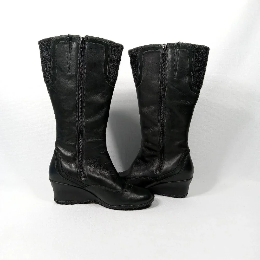 MERRELL Larkspur Black Leather Knee High Winter Boot Womens Size 8
